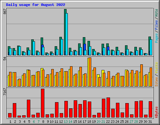 Daily usage for August 2022