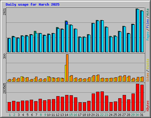 Daily usage for March 2025